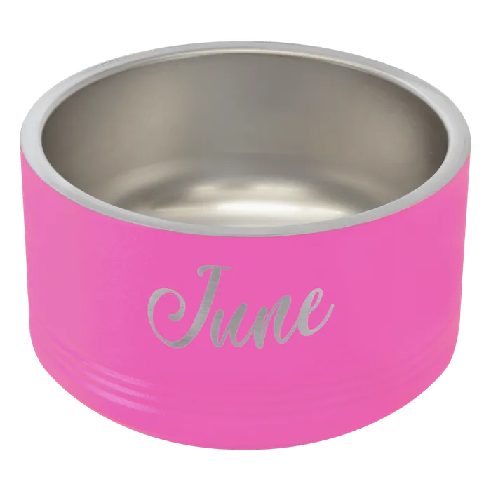 Pink 12 oz. Polar Camel Powder Coated Stainless Steel Pet Bowl