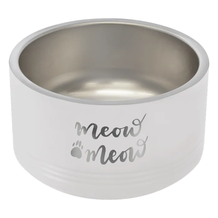 White 12 oz. Polar Camel Powder Coated Stainless Steel Pet Bowl