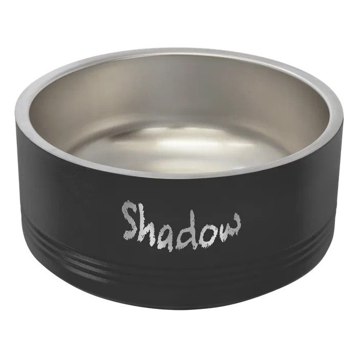 Black 32 oz. Polar Camel Powder Coated Stainless Steel Pet Bowl