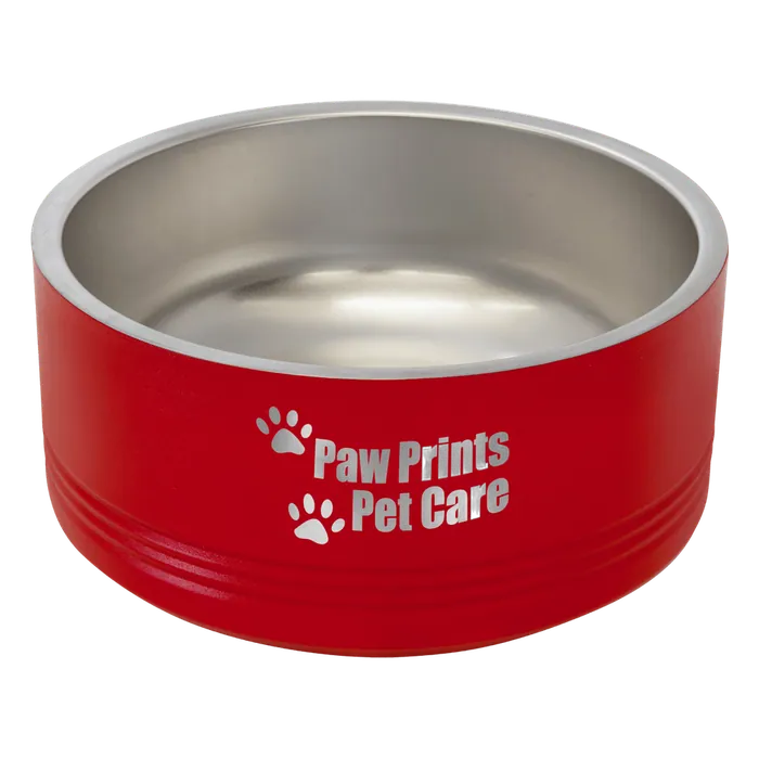 Red 32 oz. Polar Camel Powder Coated Stainless Steel Pet Bowl