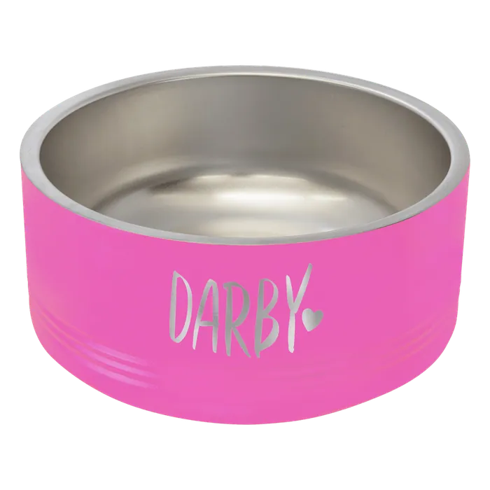 Pink 32 oz. Polar Camel Powder Coated Stainless Steel Pet Bowl
