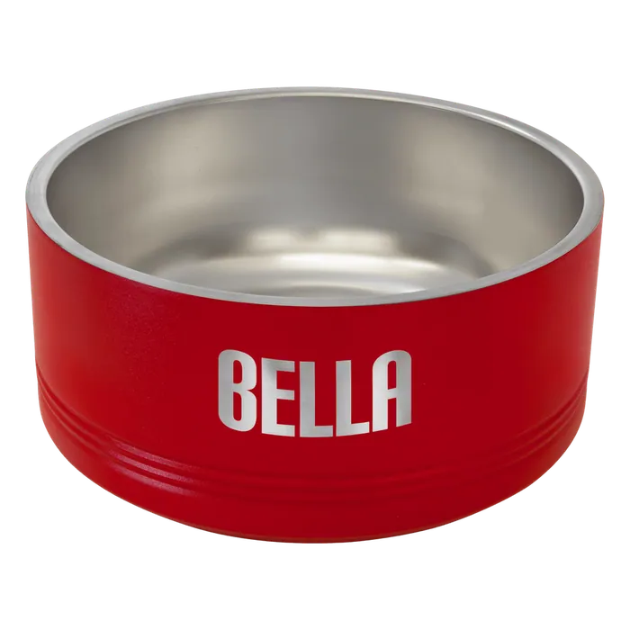 Red 64 oz. Polar Camel Powder Coated Stainless Steel Pet Bowl