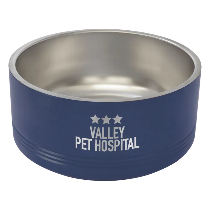 Navy Blue 64 oz. Polar Camel Powder Coated Stainless Steel Pet Bowl