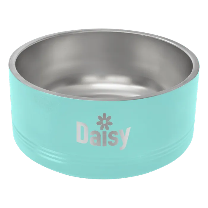 Teal 64 oz. Polar Camel Powder Coated Stainless Steel Pet Bowl