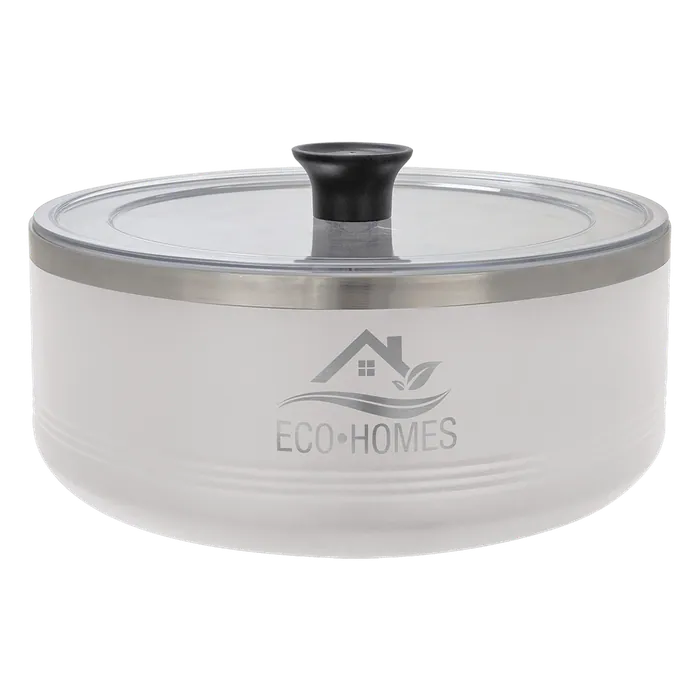 White 3 Quart Polar Camel Hot/Cold Serving Bowl with Lid