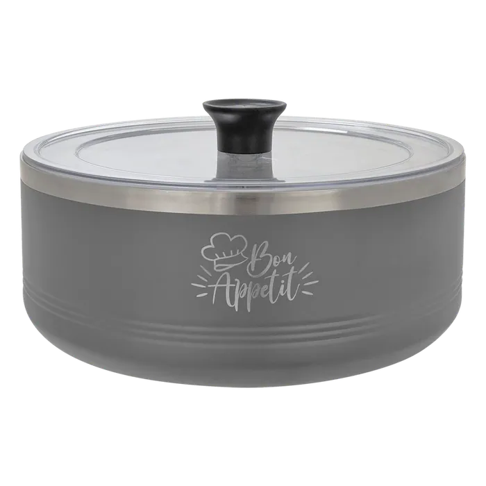Gray 3 Quart Polar Camel Hot/Cold Serving Bowl with Lid