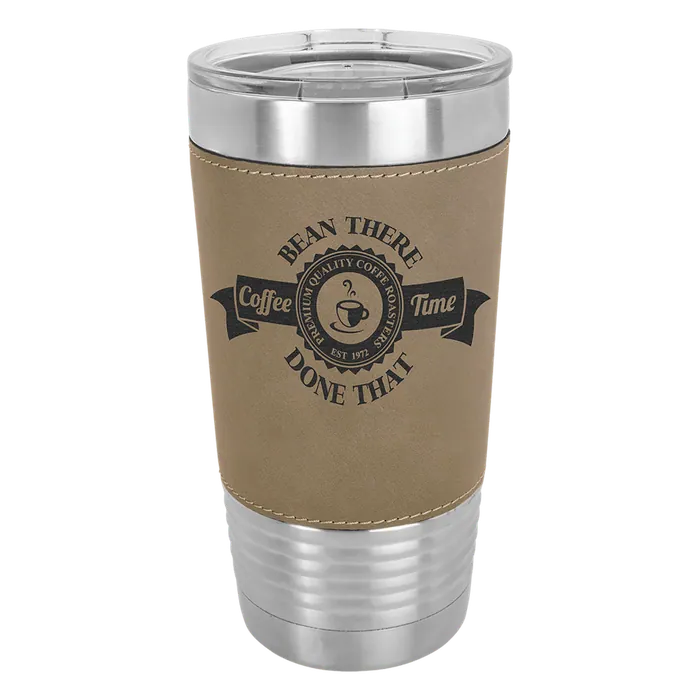 Light Brown 20 oz. Polar Camel Leatherette Grip Tumbler with Standard Lid