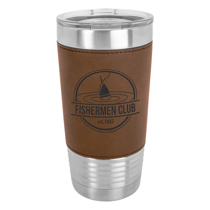 Dark Brown 20 oz. Polar Camel Leatherette Grip Tumbler with Standard Lid