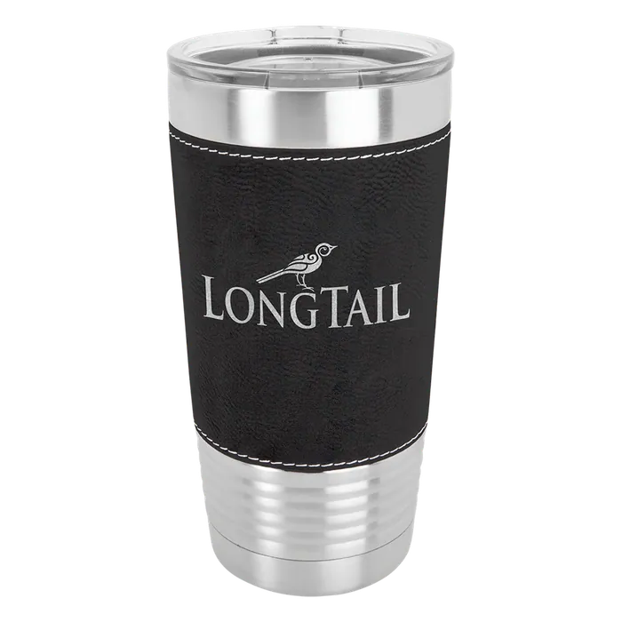 Black/Silver 20 oz. Polar Camel Leatherette Grip Tumbler with Standard Lid