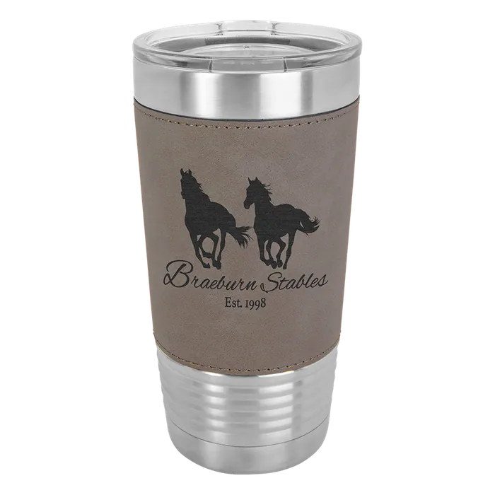 Gray 20 oz. Polar Camel Leatherette Grip Tumbler with Standard Lid