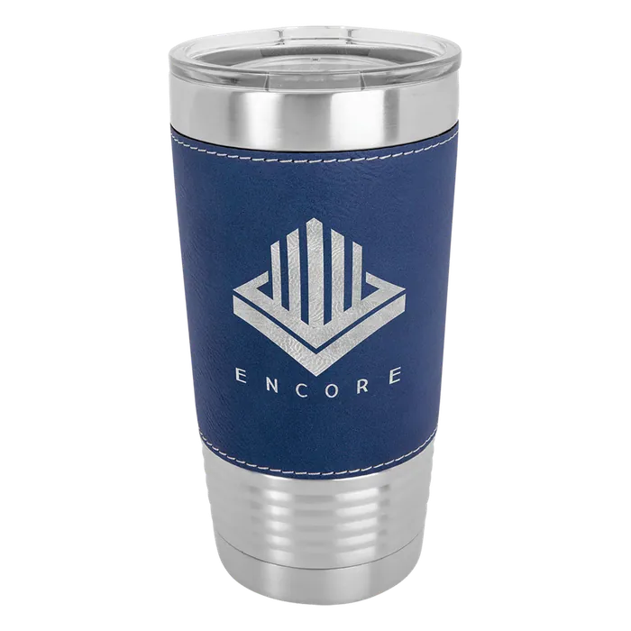 Blue/Silver 20 oz. Polar Camel Leatherette Grip Tumbler with Standard Lid