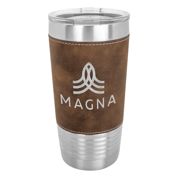 Rustic/Silver 20 oz. Polar Camel Leatherette Grip Tumbler with Standard Lid