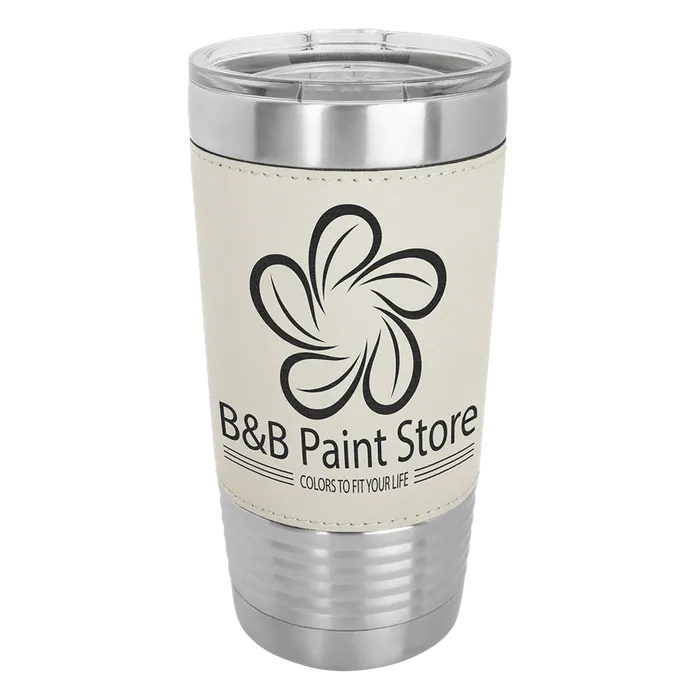 White 20 oz. Polar Camel Leatherette Grip with Standard Lid