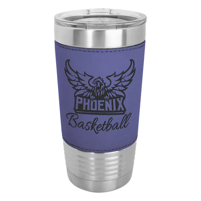 Purple 20 oz. Polar Camel Leatherette Grip Tumbler with Standard Lid