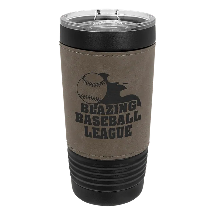 Gray on Black 20 oz. Polar Camel Leatherette Grip Tumbler with Slider Lid