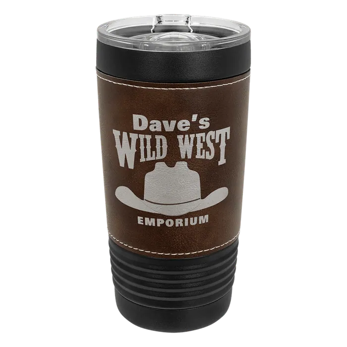 Rustic/Silver on Black 20 oz. Polar Camel Leatherette Grip Tumbler w/Slider Lid