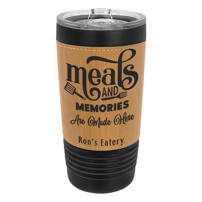 Bamboo on Black 20 oz. Polar Camel Leatherette Grip Tumbler with Slider Lid
