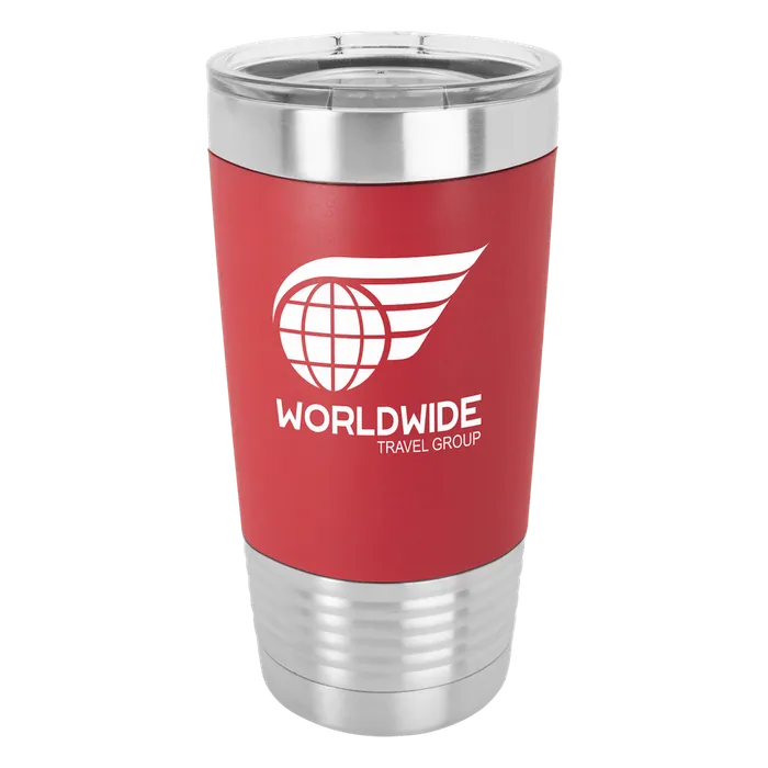 Red/White 20 oz. Polar Camel Silicone Grip Tumbler with Clear Standard Lid