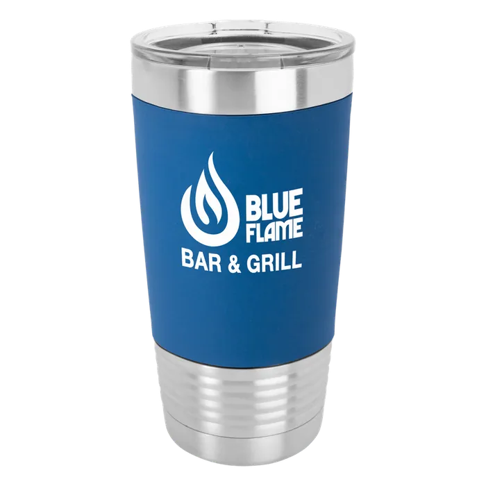 Blue/White 20 oz. Polar Camel Silicone Grip Tumbler with Clear Standard Lid
