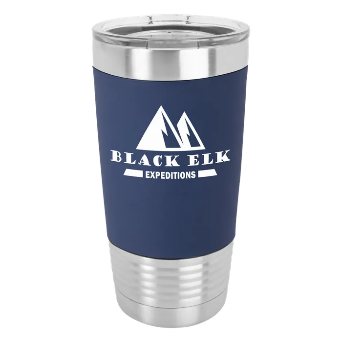Navy Blue/White 20 oz. Polar Camel Silicone Grip Tumbler with Clear Standard Lid