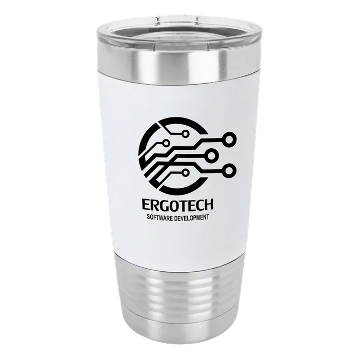 White/Black 20 oz. Polar Camel Silicone Grip Tumbler with Clear Standard Lid