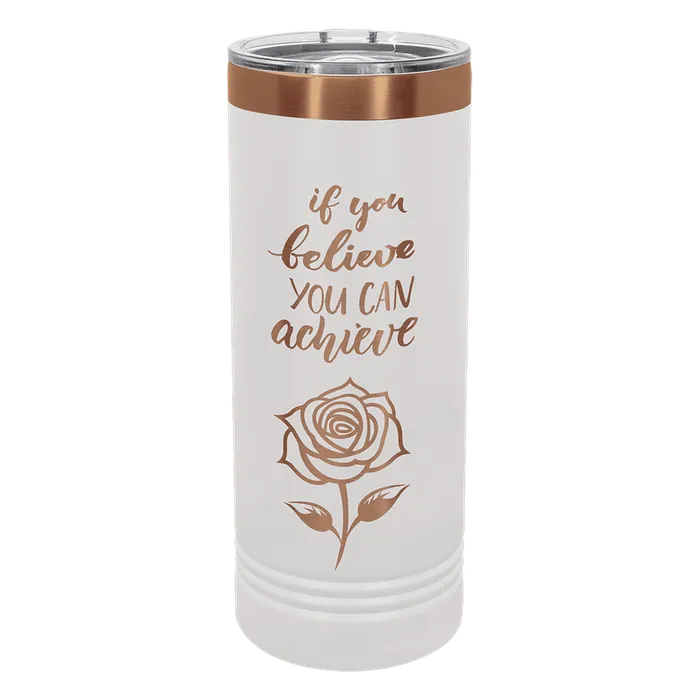 White/Rose Gold ION-Plated Polar Camel 22 oz. Skinny Tumbler with Slider Lid