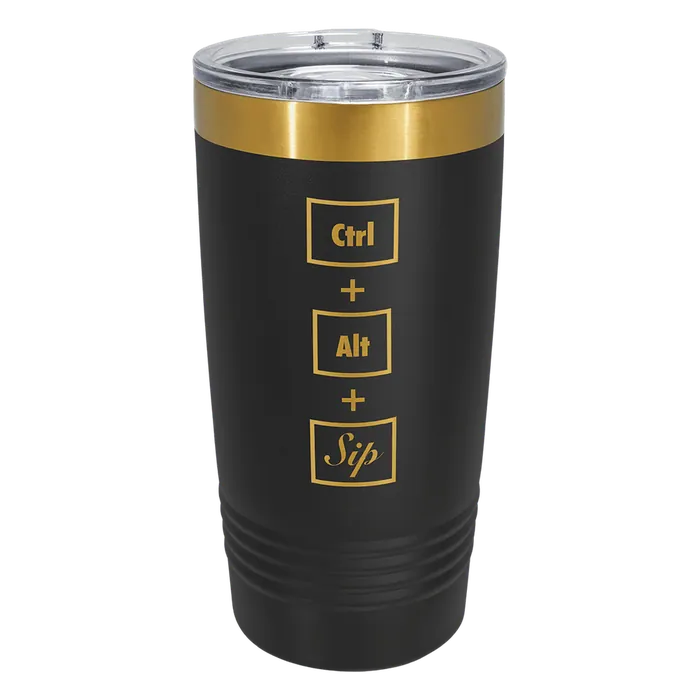 Black/Bright Gold ION-Plated Polar Camel 20 oz. Tumbler with Slider Lid