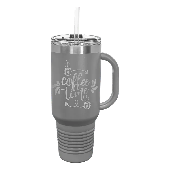 Gray 40 oz. Polar Camel Travel Mug with Snap Lid and Straw