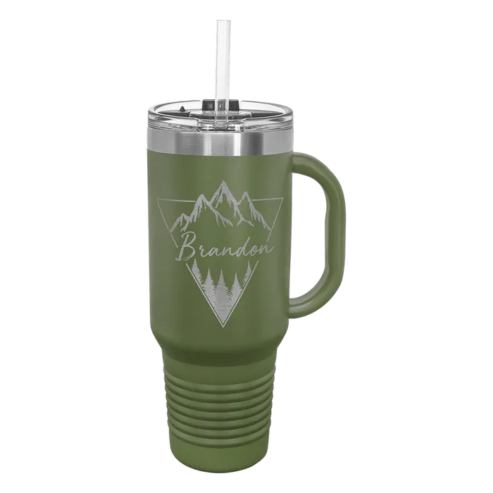 Olive Green 40 oz. Polar Camel Travel Mug with Snap Lid and Straw