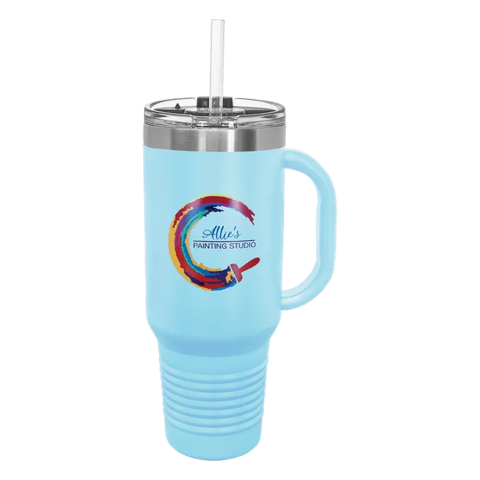Light Blue 40 oz. Polar Camel Travel Mug with Snap Lid and Straw