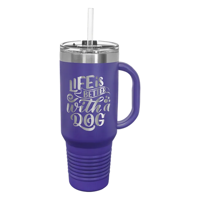 Purple 40 oz. Polar Camel Travel Mug with Snap Lid and Straw