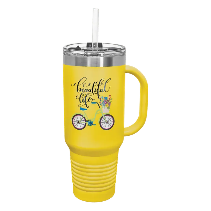 Yellow 40 oz. Polar Camel Travel Mug with Snap Lid and Straw