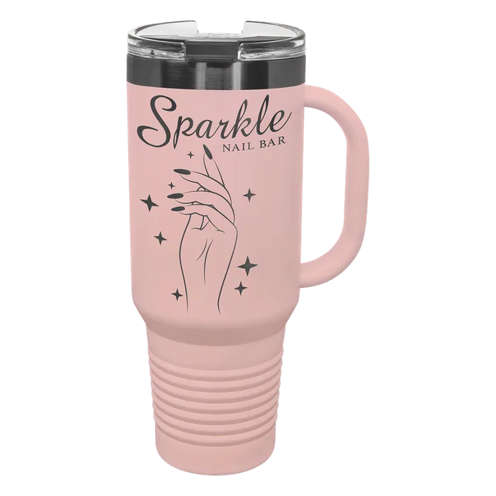 Blush/Ghost Black 40 oz. Polar Camel Travel Mug with Snap Lid and Straw