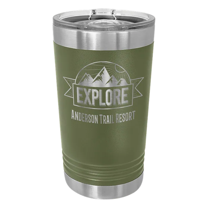 Olive Green 16 oz. Polar Camel Pint with Slider Lid