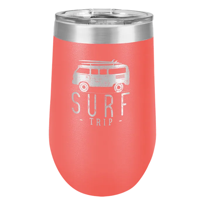 Coral 16 oz. Polar Camel Stemless Tumbler with Clear Lid
