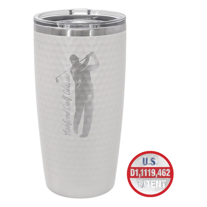 Polar Camel 20 oz. White Golf Tumbler - Full Dimples and Slider Lid