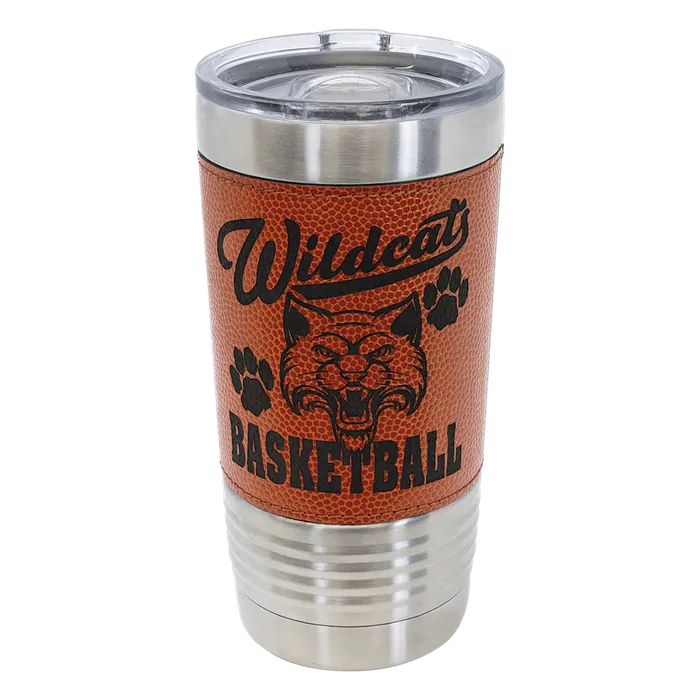 Basketball 20 oz. Polar Camel Leatherette Grip Sports Tumbler with Slider Lid