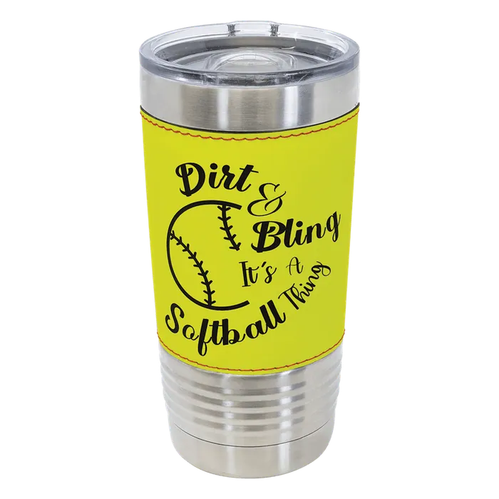 Softball 20 oz. Polar Camel Leatherette Grip Sports Tumbler with Slider Lid