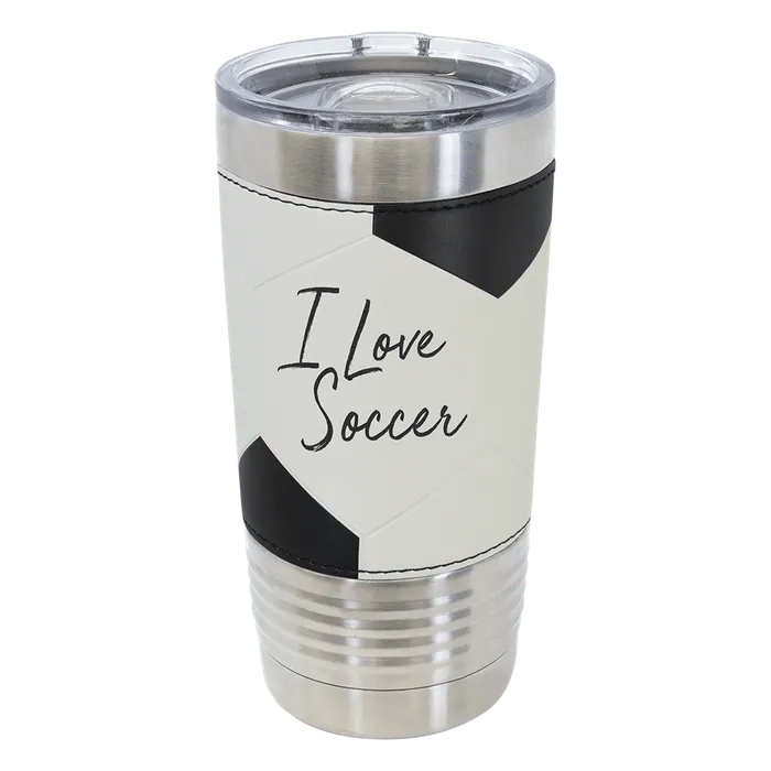 Soccer 20 oz. Polar Camel Leatherette Grip Sports Tumbler with Slider Lid