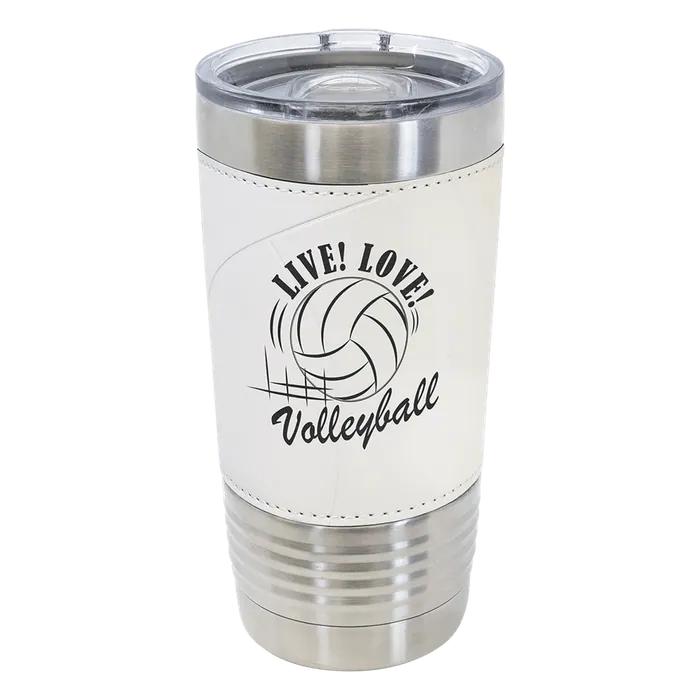 Volleyball 20 oz. Polar Camel Leatherette Grip Sports Tumbler with Slider Lid