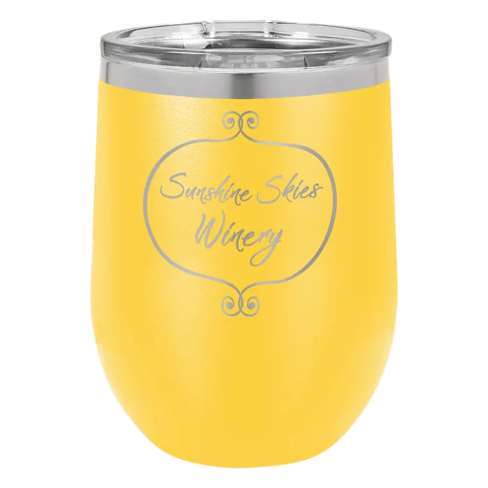 Yellow 12 oz. Polar Camel Stemless Wine Tumbler