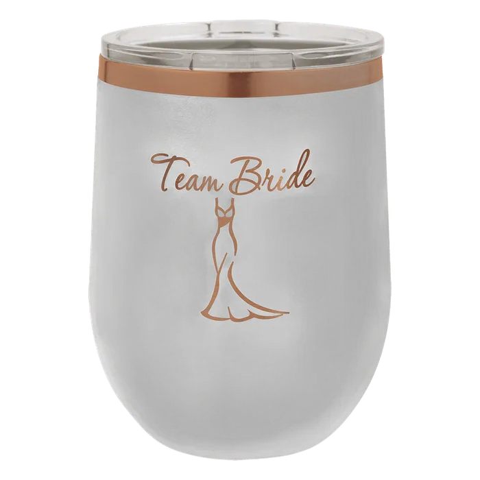 White/Rose Gold ION-Plated Polar Camel 12 oz. Stemless Wine Tumbler