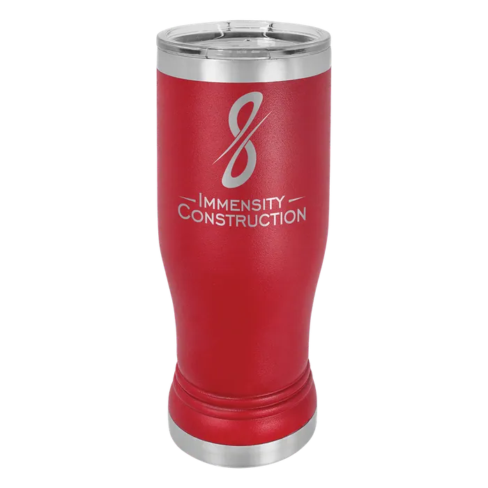 Red 14 oz. Polar Camel Pilsner with Clear Standard Lid