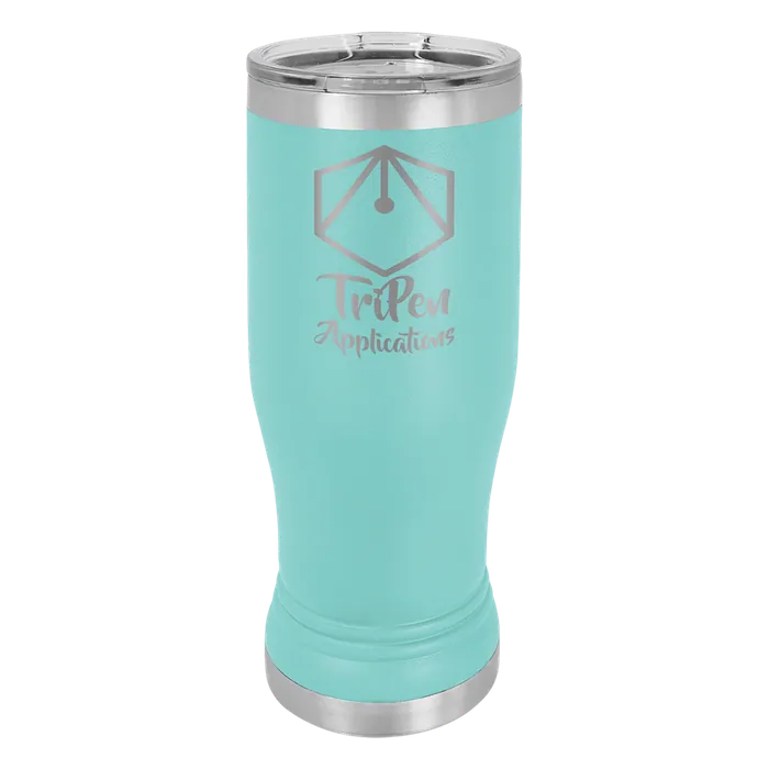 Teal 14 oz. Polar Camel Pilsner with Clear Standard Lid