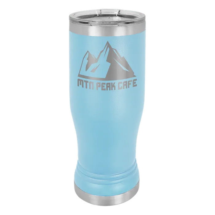 Light Blue 14 oz. Polar Camel Pilsner with Clear Standard Lid