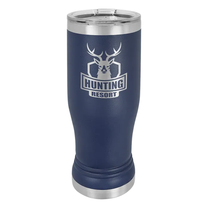 Navy Blue 14 oz. Polar Camel Pilsner with Clear Standard Lid