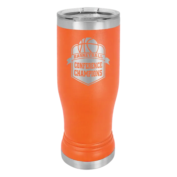 Orange 14 oz. Polar Camel Pilsner with Clear Standard Lid