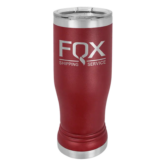 Maroon 14 oz. Polar Camel Pilsner with Clear Standard Lid