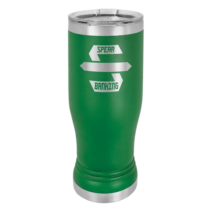 Green 14 oz. Polar Camel Pilsner with Clear Standard Lid
