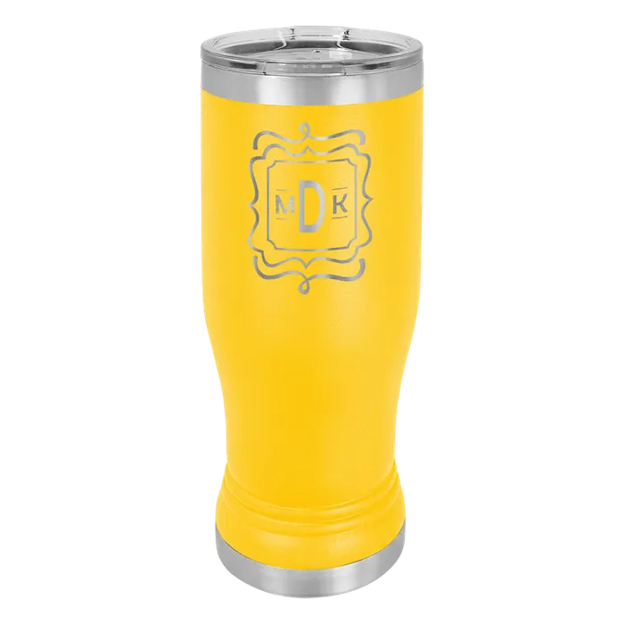 Yellow 14 oz. Polar Camel Pilsner with Clear Standard Lid